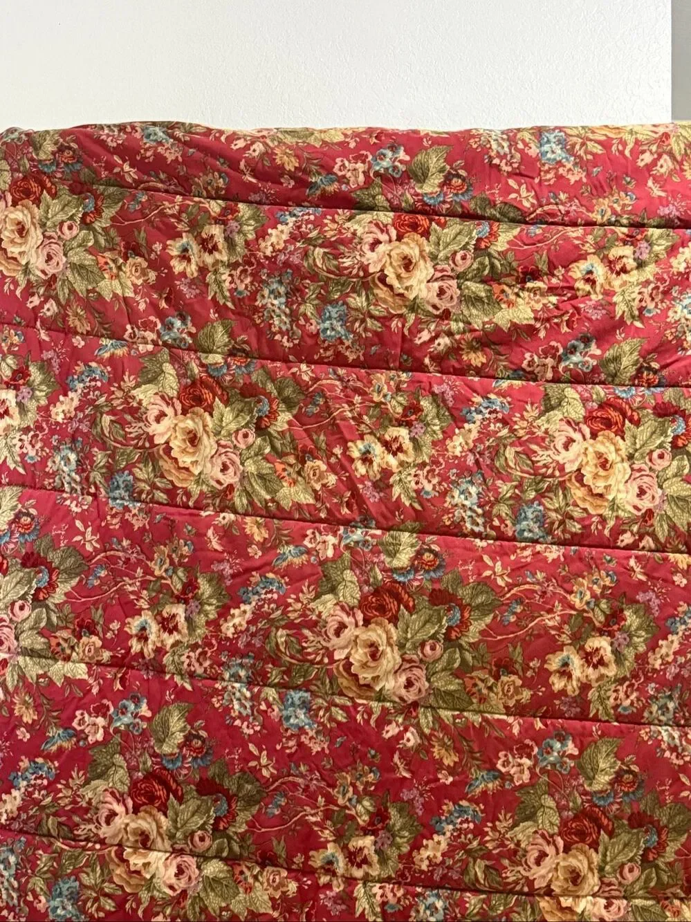 Ralph Lauren Chaps SUMMERTON Red Teal Floral Houndstooth Full Comforter